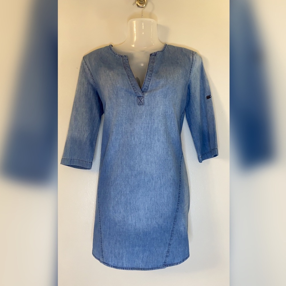 Paper Crane Denim Popover Tunic Dress